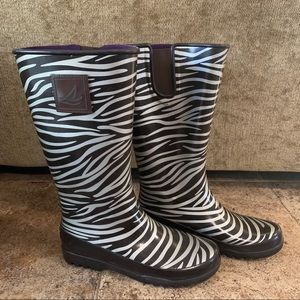 Zebra Print Sperry Rainboots